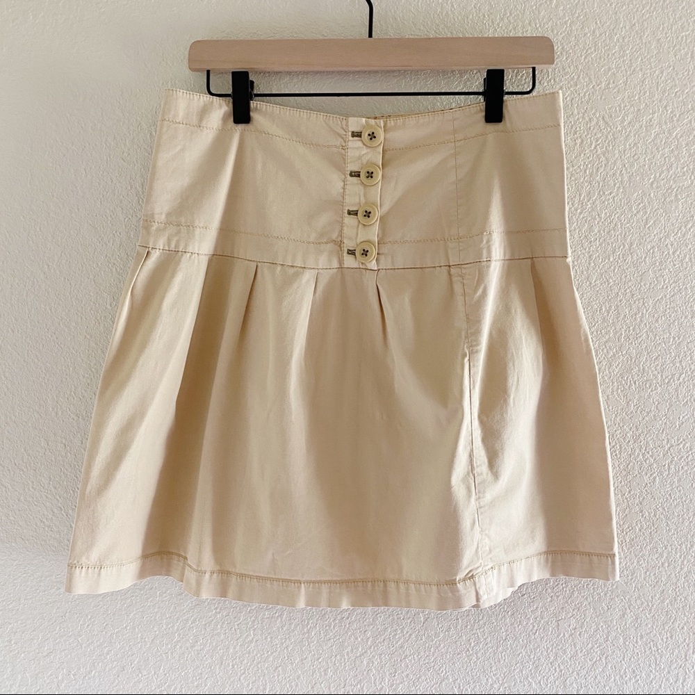 Anthropology hei hei Pleated Skirt Cream Size 6